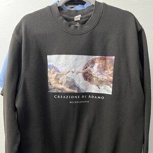 From the Vatican! Michelangelo's "Creation of Adam" Image on a Sweatshirt SZ Lrg